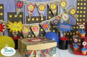 Superhero themed birthday party decorations