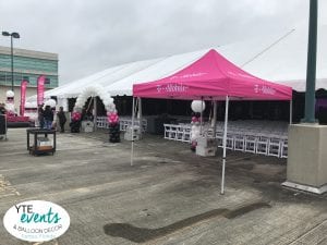 T Mobile balloon columns pink black white silver for tent event