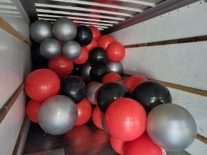 The first uhaul is starting to fill and we have so much more to go with the balloons scaled