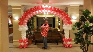Valentines Day Balloon Arch with Mr Fudge in Center