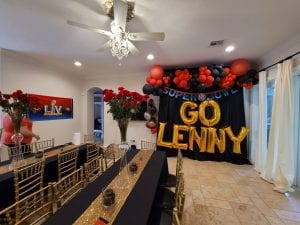 We did some balloon decor for fans of Lenny Fournette for the superbowl and absolutely loved this photo backdrop scaled