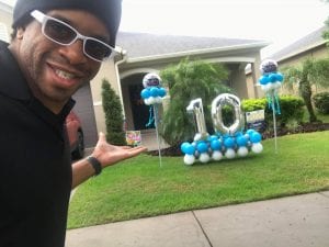YTE Events delivering yard art display birthday party 2020 scaled