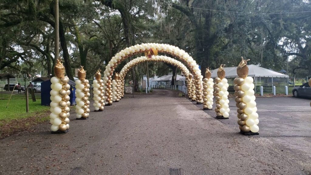 Video Thumbnail: Balloon Arches and Columns for outdoor funeral entrance by YTE Events and Balloon Decor in Tampa