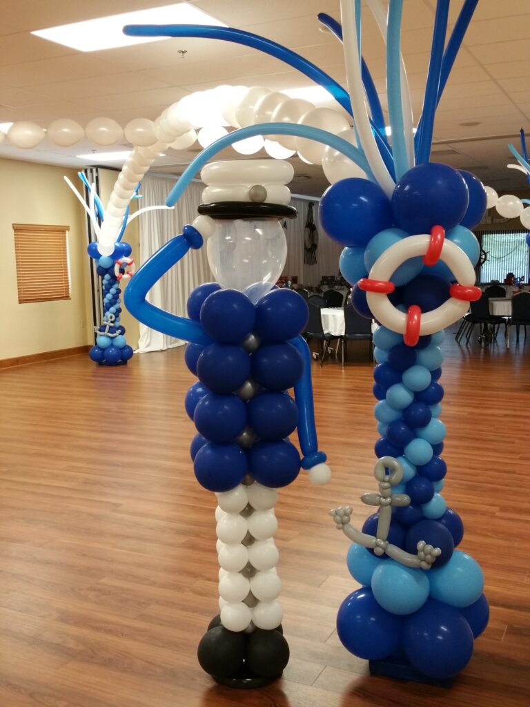 Nautical balloon sculpture and dance floor sailor nautical