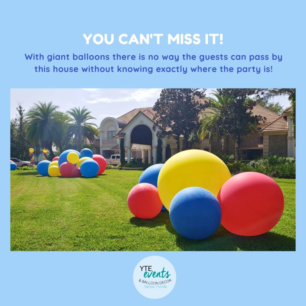 big front yard balloons toy story red yellow blue cow print