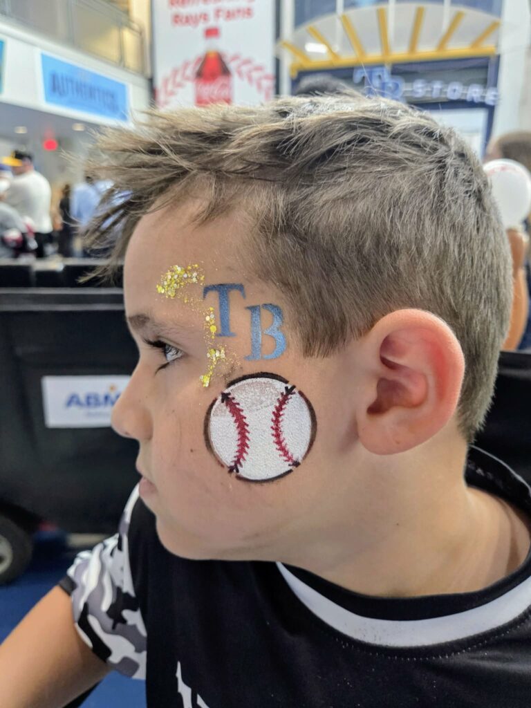 community events baseball face paint tb rays little boy