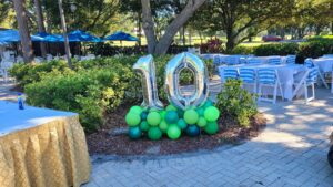 green and silver balloon topiaries 10 birthday