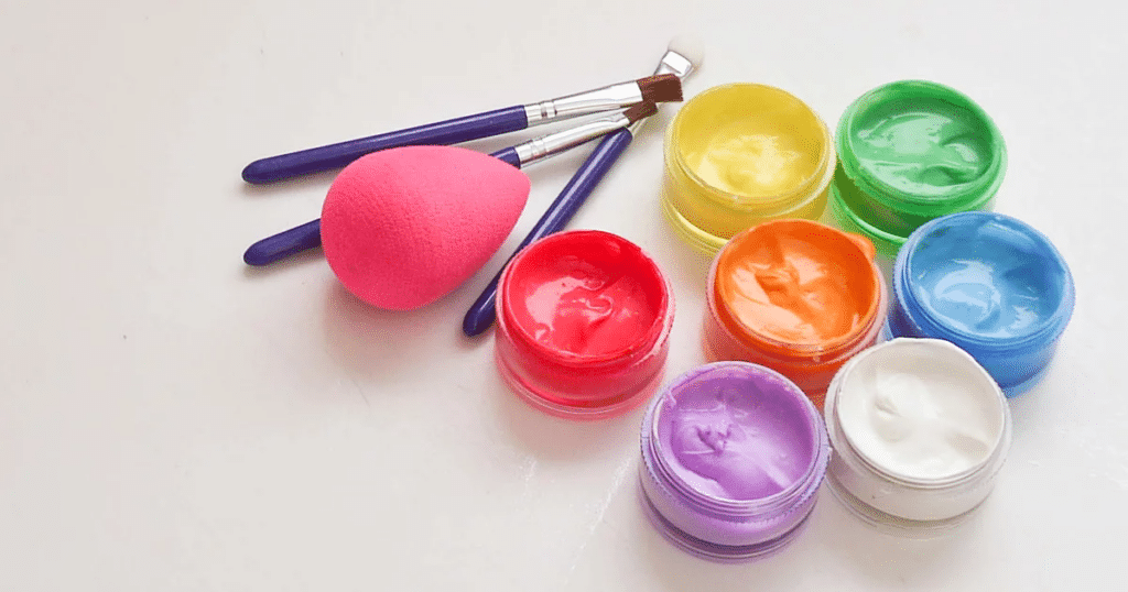 homemade face paints in a variety of colors face painting tools and equipment