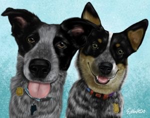 pair of puppy digital caricature art scaled