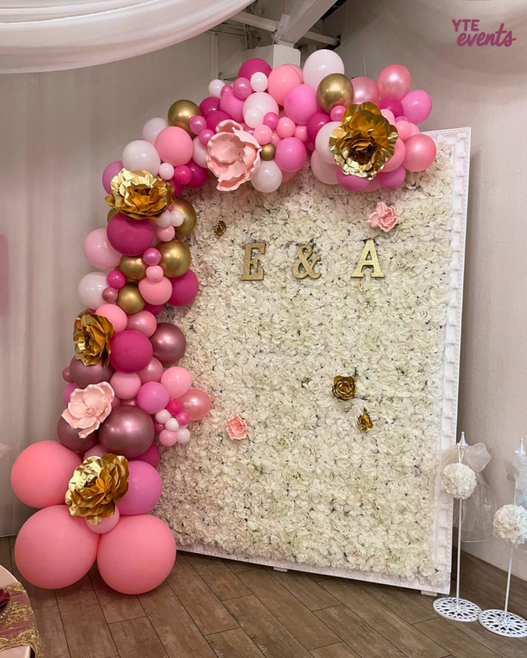 baby shower backdrop pink and white flower wall organic garland