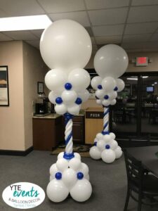 polka dotted columns for event in car dealership