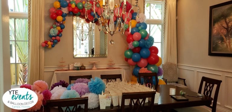 Colorful Balloons and Pom Poms